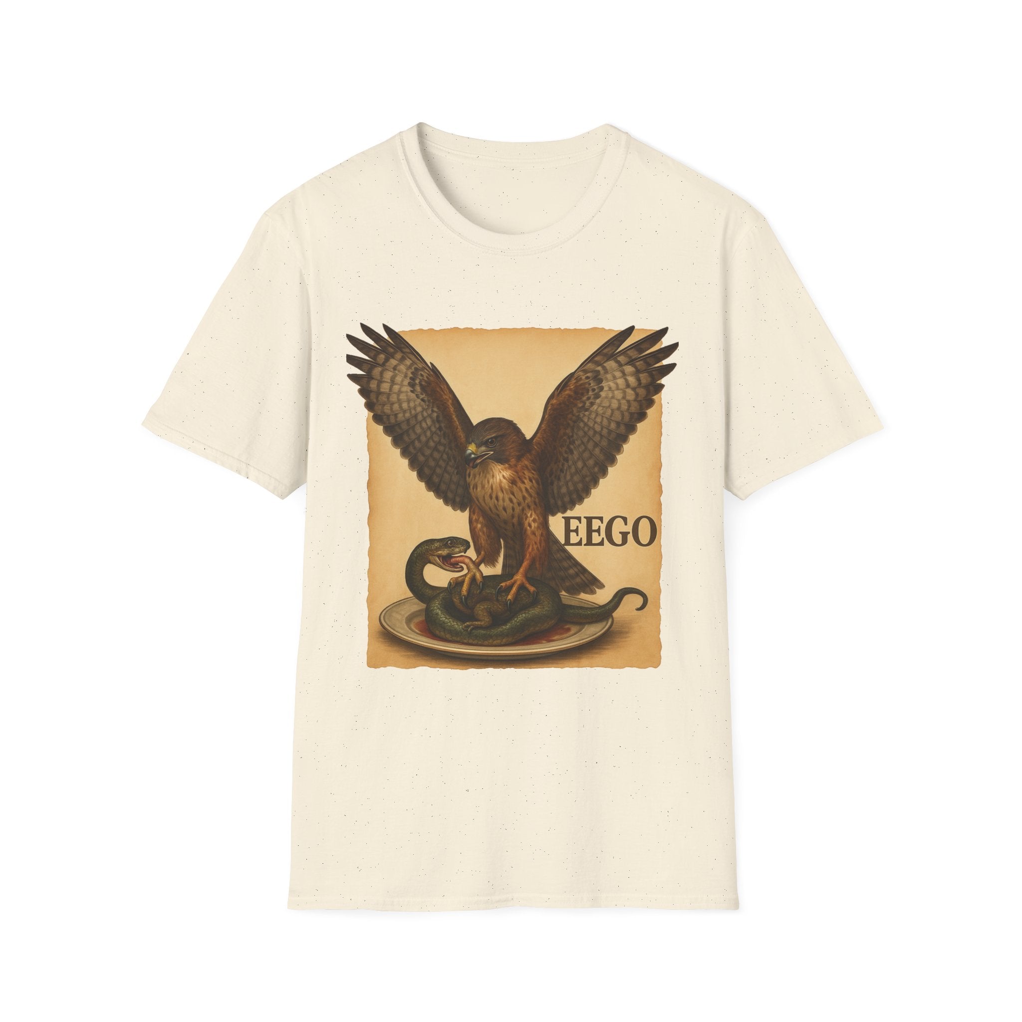 Vintage Hawk & Serpent T-Shirt — Retro Wildlife Illustration Tee