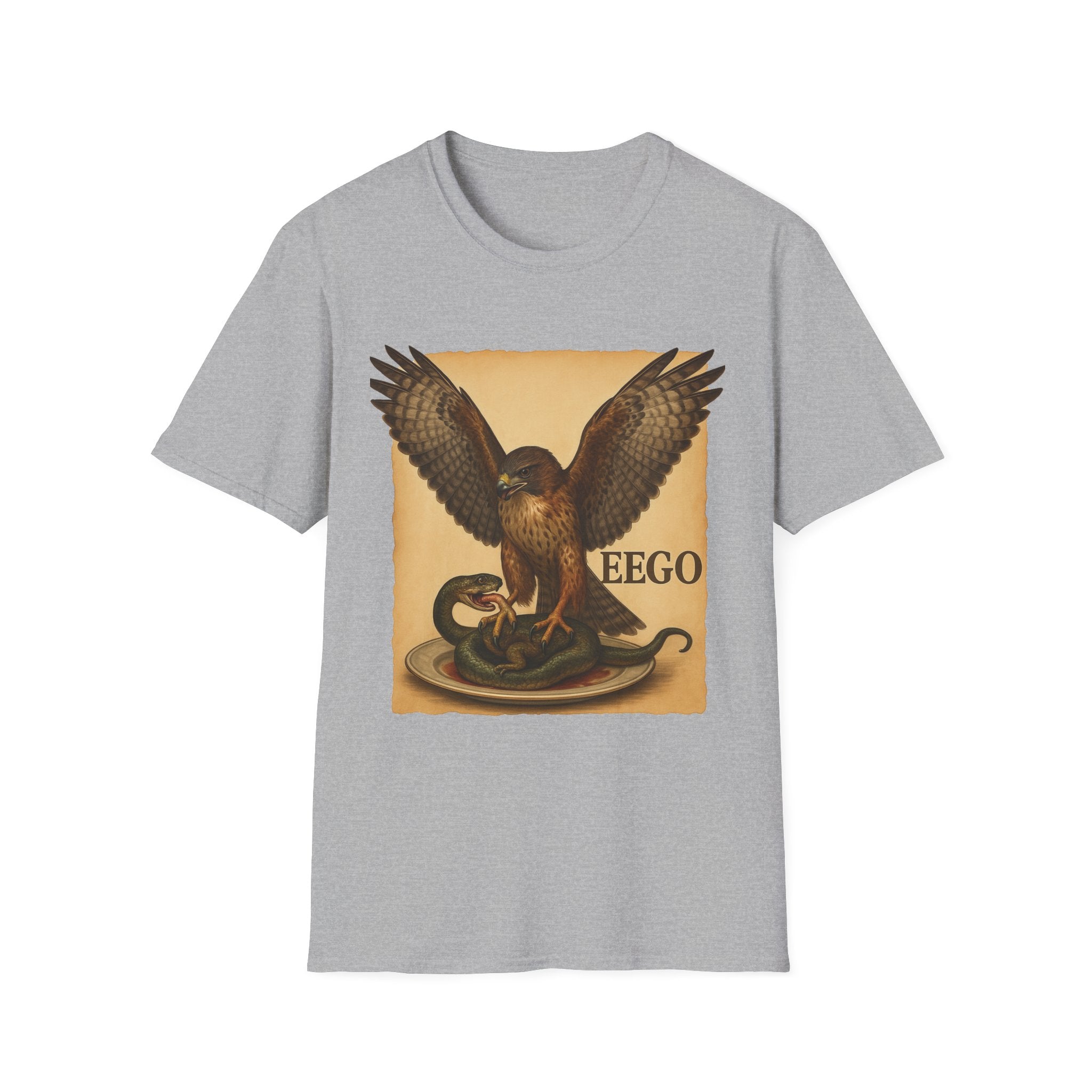 Vintage Hawk & Serpent T-Shirt — Retro Wildlife Illustration Tee
