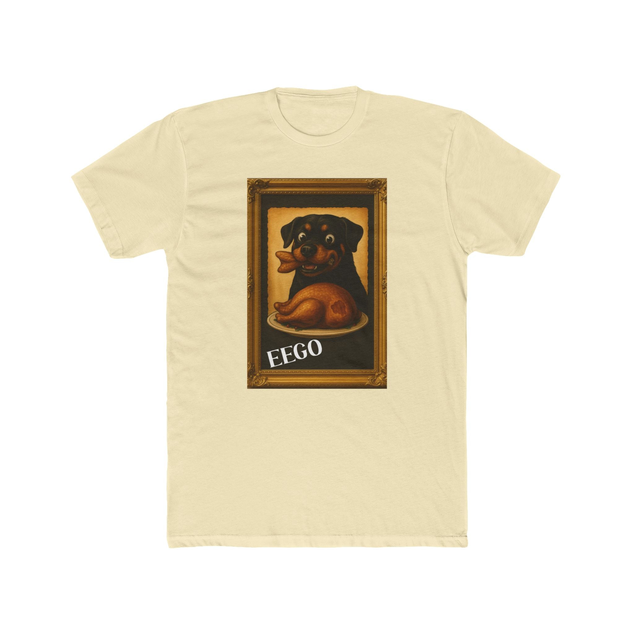 Eat Everything God Offers Rottweiler Portrait Tee — 'EEGO” Framed Dog Art T‑Shirt
