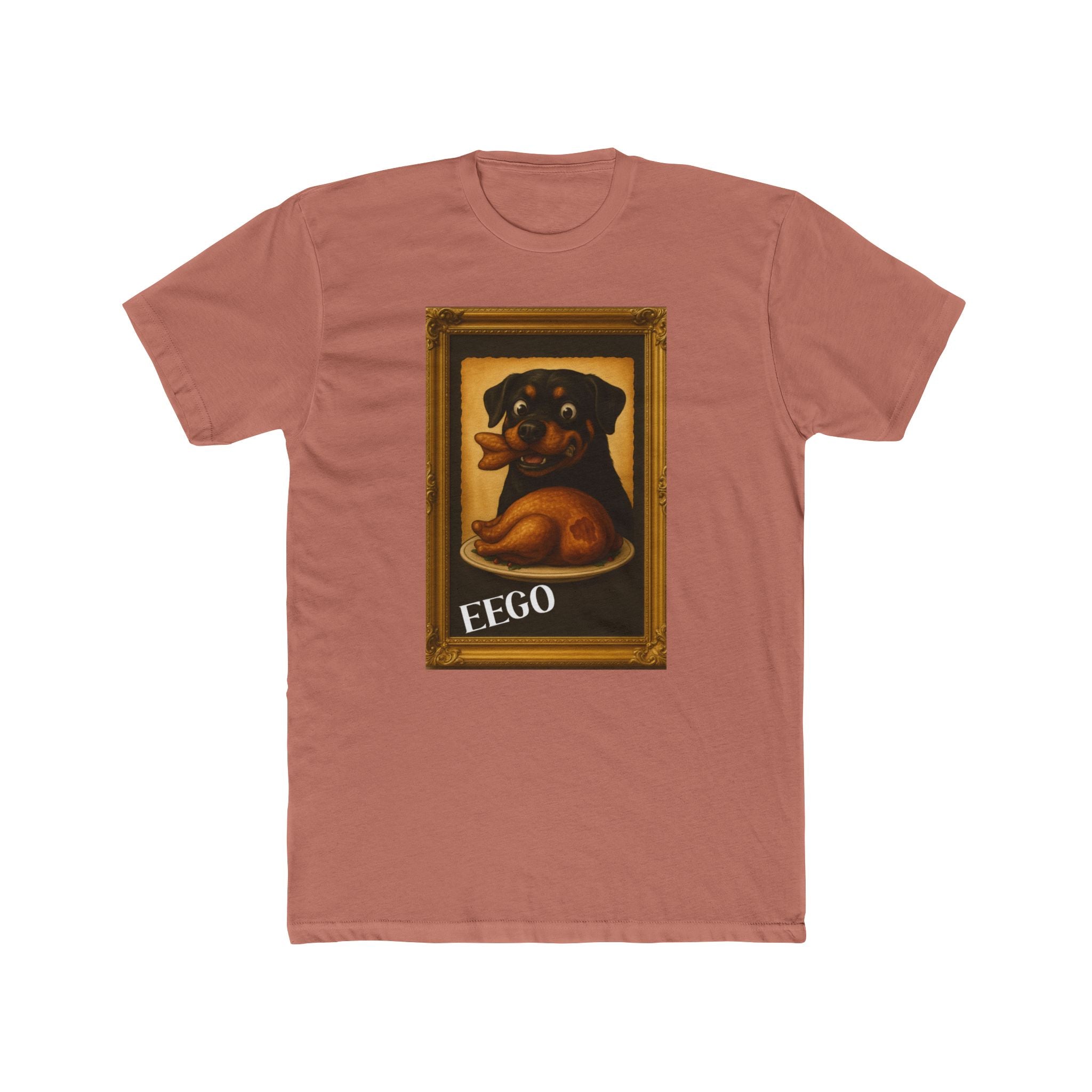 Eat Everything God Offers Rottweiler Portrait Tee — 'EEGO” Framed Dog Art T‑Shirt