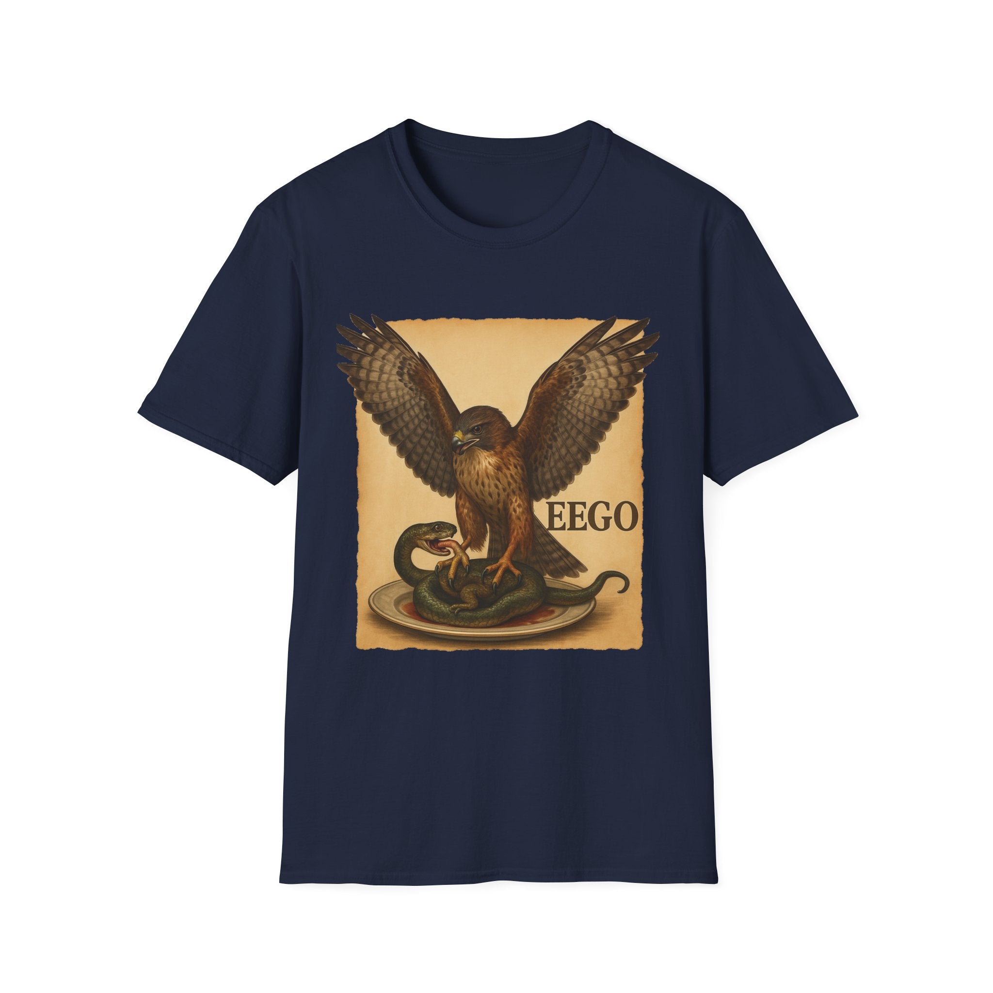 Vintage Hawk & Serpent T-Shirt — Retro Wildlife Illustration Tee