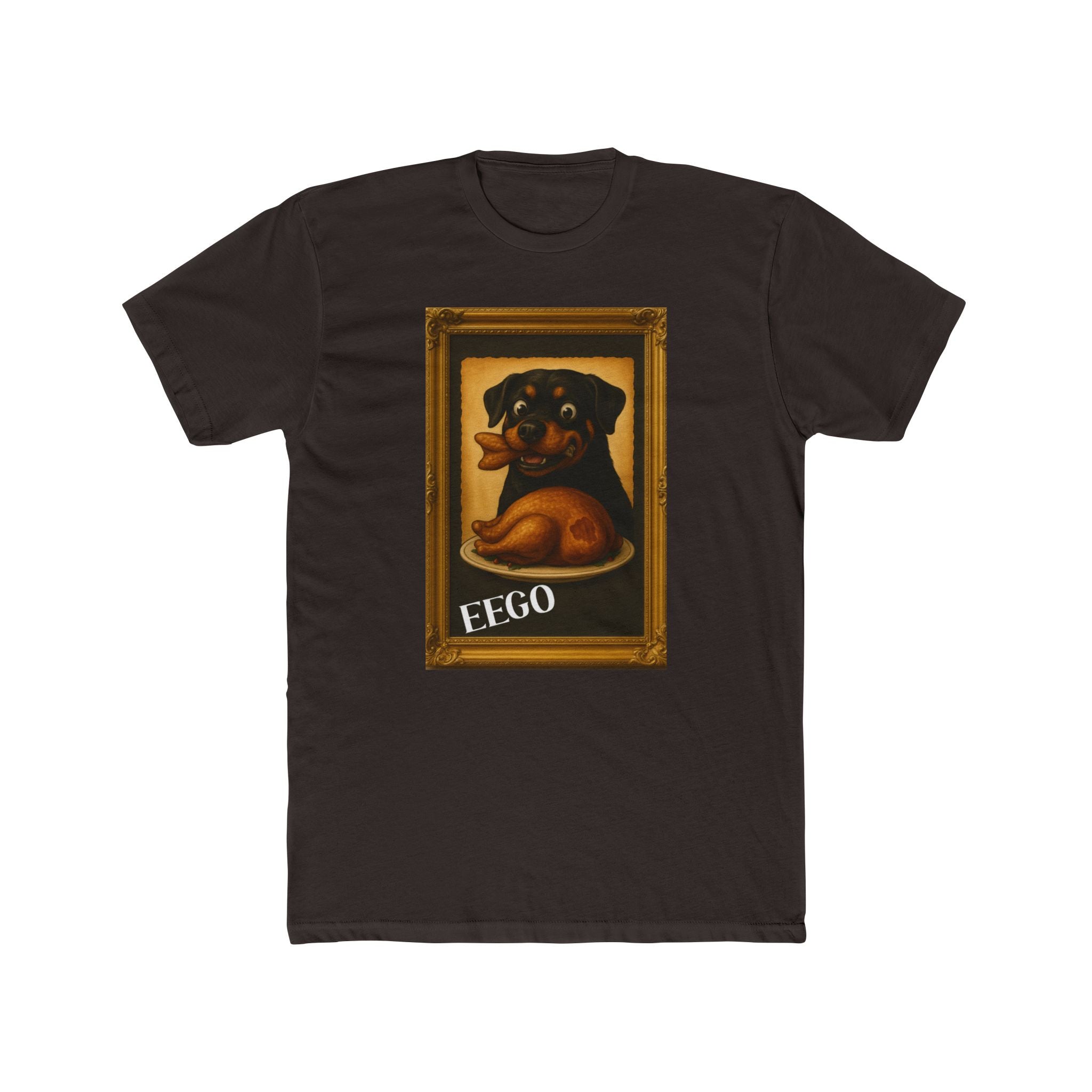Eat Everything God Offers Rottweiler Portrait Tee — 'EEGO” Framed Dog Art T‑Shirt