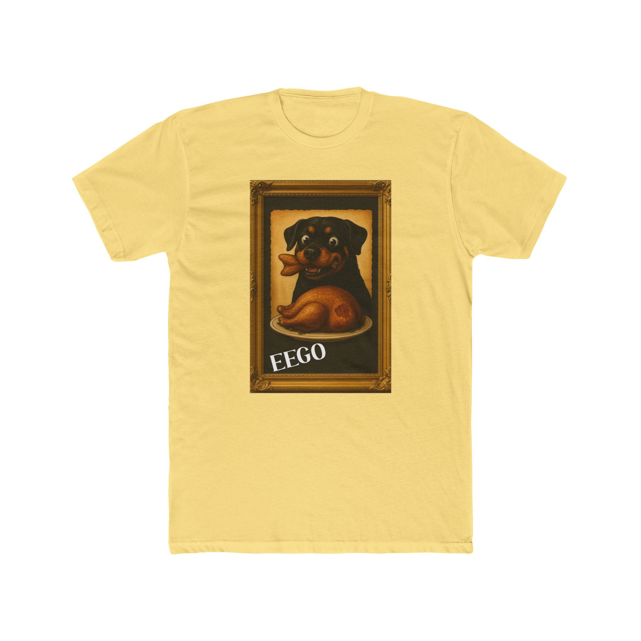 Eat Everything God Offers Rottweiler Portrait Tee — 'EEGO” Framed Dog Art T‑Shirt