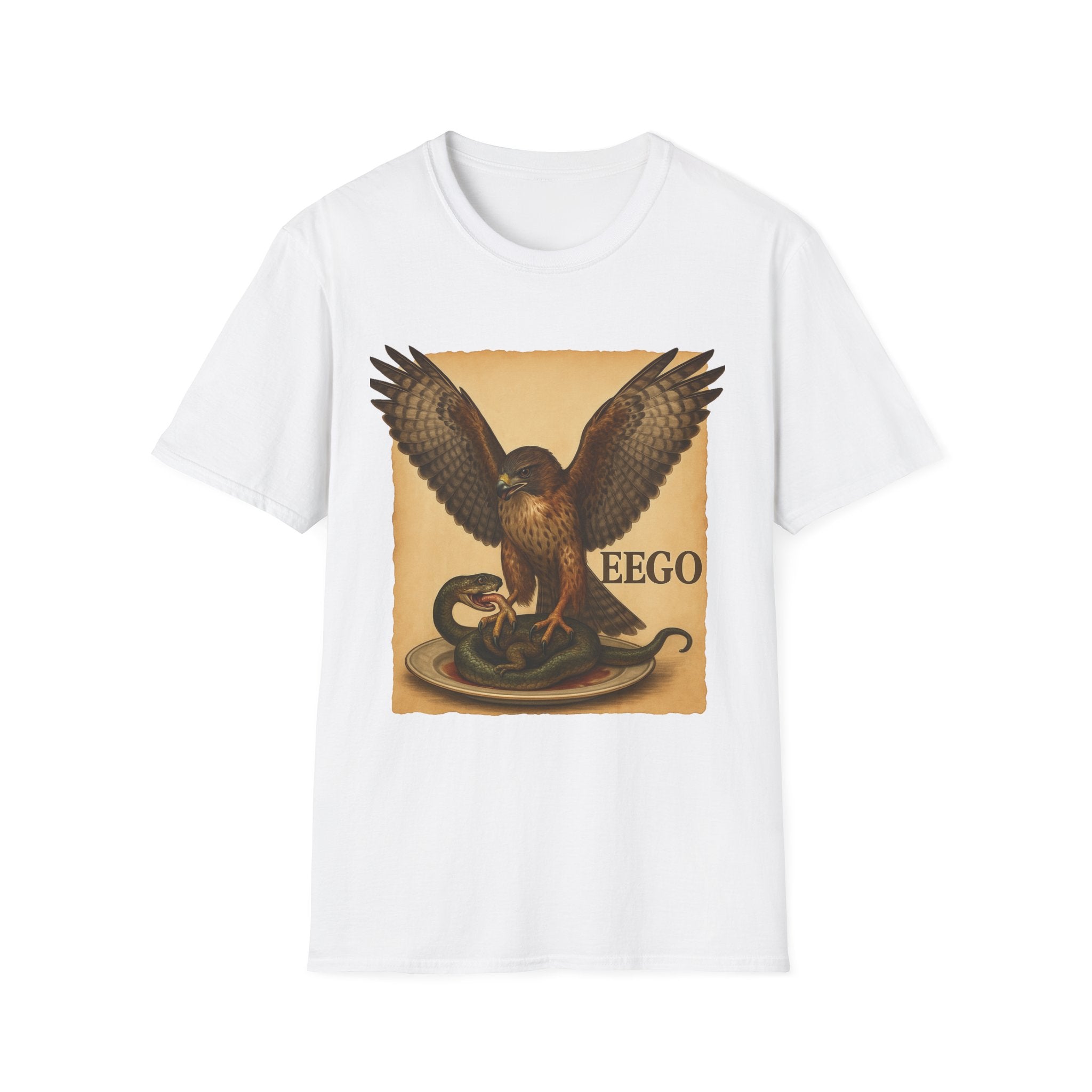 Vintage Hawk & Serpent T-Shirt — Retro Wildlife Illustration Tee