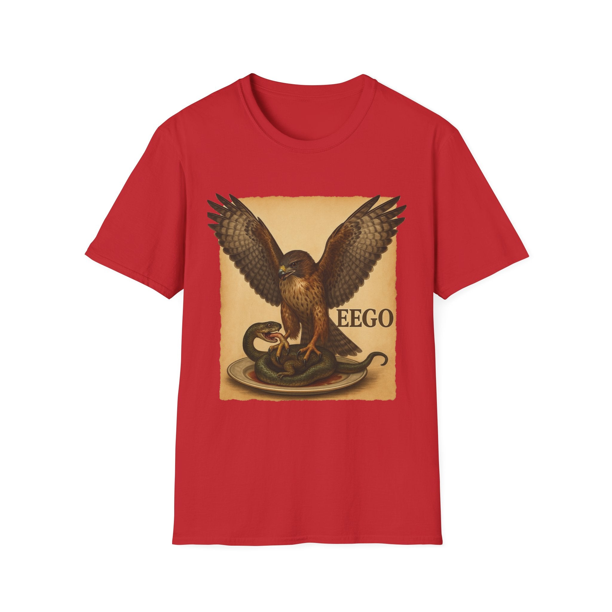 Vintage Hawk & Serpent T-Shirt — Retro Wildlife Illustration Tee
