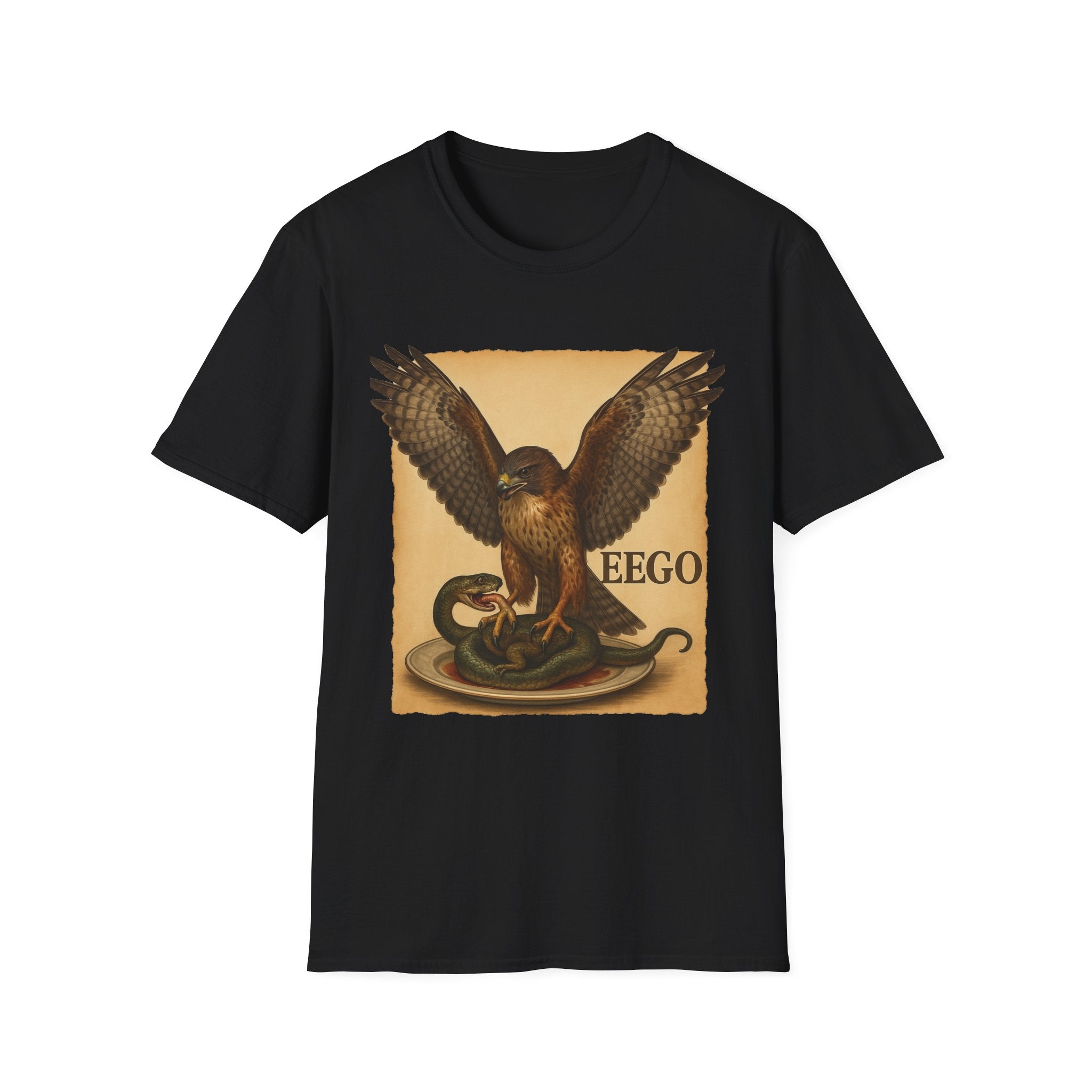 Vintage Hawk & Serpent T-Shirt — Retro Wildlife Illustration Tee