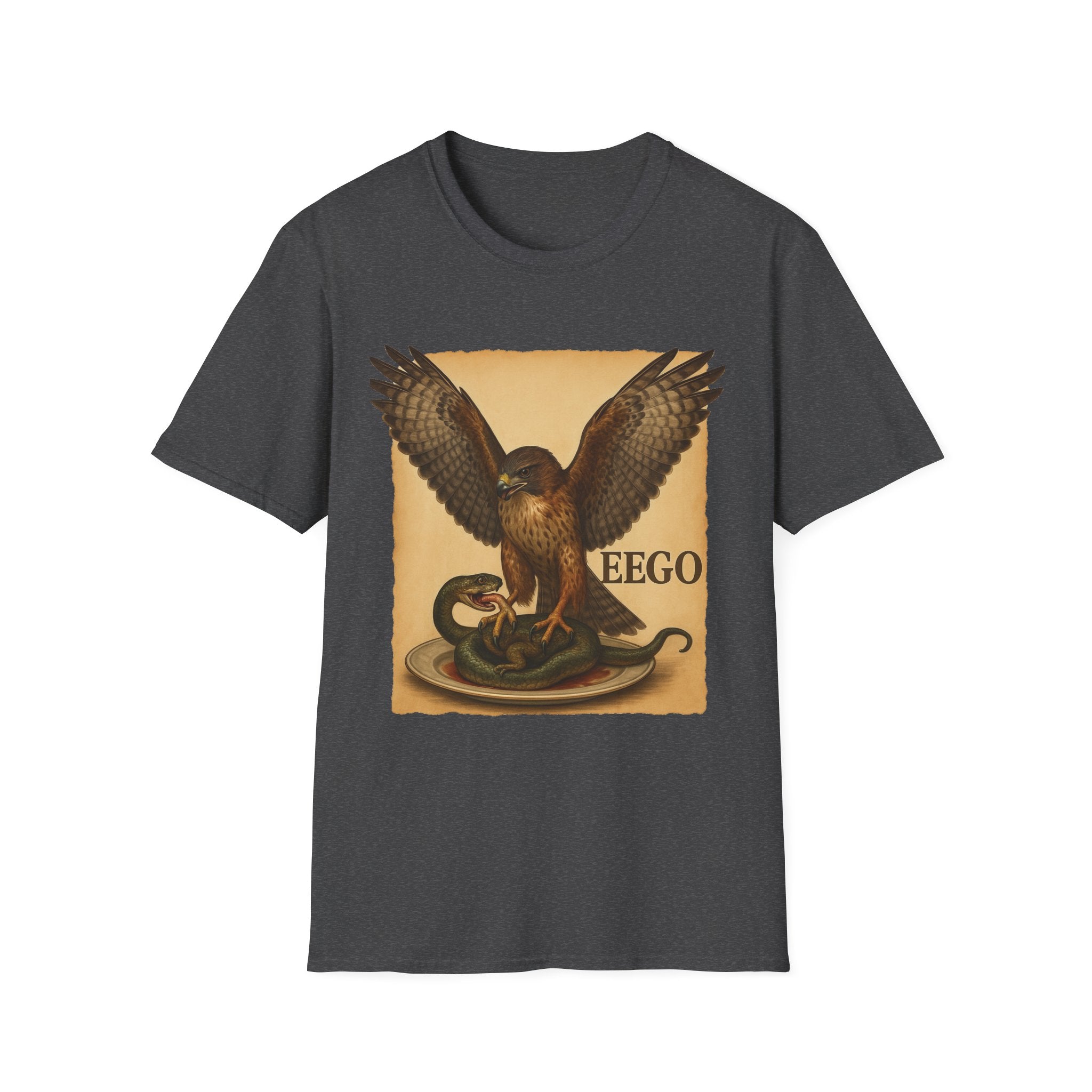 Vintage Hawk & Serpent T-Shirt — Retro Wildlife Illustration Tee
