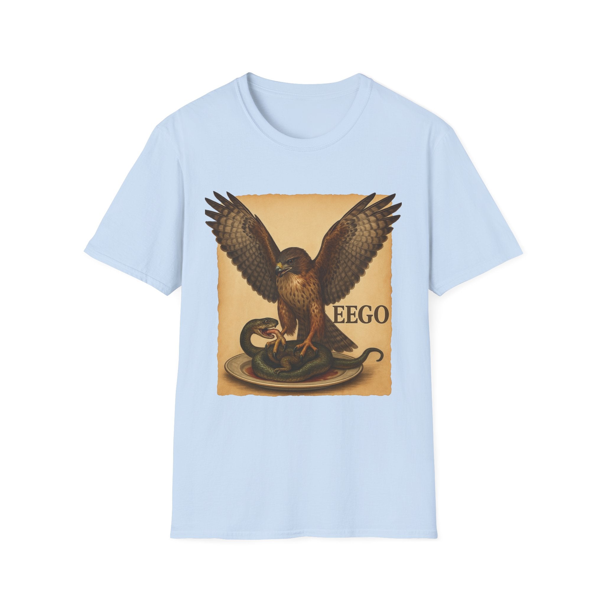 Vintage Hawk & Serpent T-Shirt — Retro Wildlife Illustration Tee